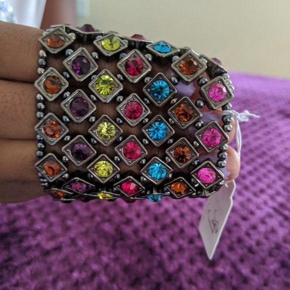 Multicolor Rhinestone Stretch Bracelet   - Picture 3 of 3